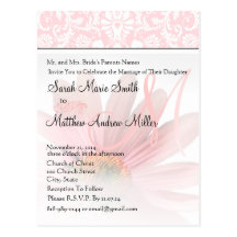Elegant Monogram Pink Daisy Wedding Invitation Post Card