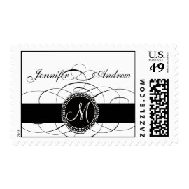 Elegant Monogram Postage Stamp for Weddings Swirls