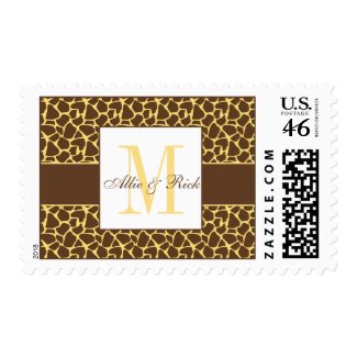 Elegant Monogram Safari Giraffe Wedding Postage stamp