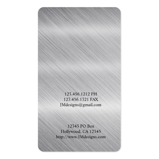 Elegant Monogram Stainless Steel Business Cards (back side)