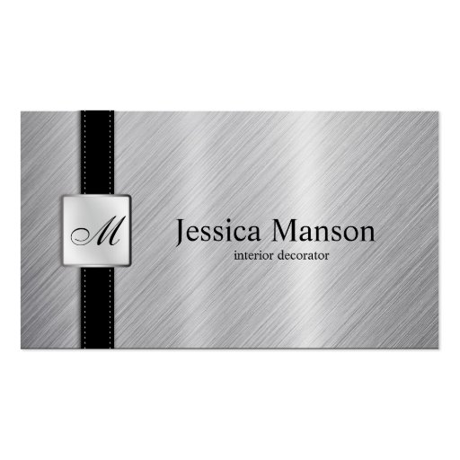 Elegant Monogram Stainless Steel Business Cards