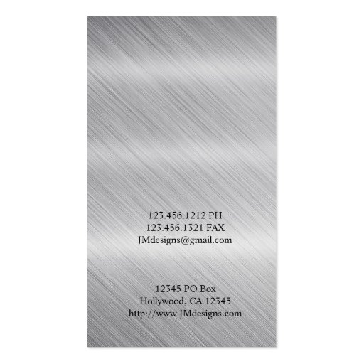 Elegant Monogram Stainless Steel Business Cards (back side)