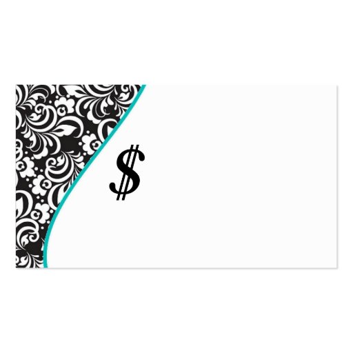 Elegant Monogram teal price tag I Business Cards (back side)