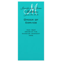 Elegant Monogram Wedding Church Programs Aqua Rack Cards