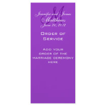 Elegant Monogram Wedding Church Programs Purple Rack Card Template