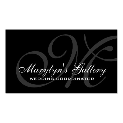 Elegant Monogram Wedding Coordinator Business Card (front side)