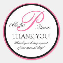 Elegant Monogram Wedding Favour Thank You Stickers
