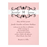 Elegant Monogram Wedding Invitation Scrolls Pink