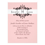 Elegant Monogram Wedding Invitations Scroll Pink