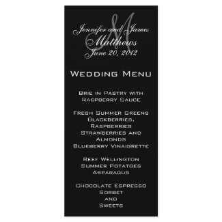 Elegant Monogram Wedding Reception Menu Card rackcard