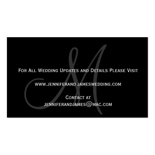 Elegant Monogram Wedding Reminder Website Card Business Card (back side)