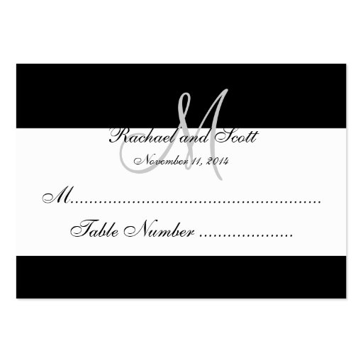 Elegant Monogram Wedding Seating Cards Business Card Template (front side)