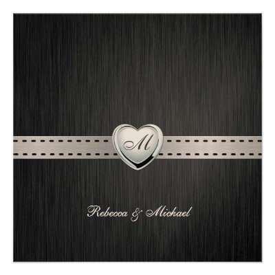 Elegant Monogram Wedding (with wording) Announcement
