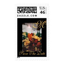 Elegant Monogram Yellow Save The Date Postage