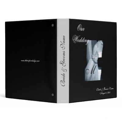 Elegant Monogrammed Black &amp; White Wedding Album Binders