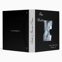 Elegant Monogrammed Black & White Wedding Album Binders
