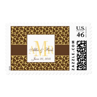 Elegant Monograms Safari Giraffe Wedding Postage stamp
