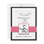 Elegant Monograms Wedding RSVP Cards Pink Black Custom Invitation