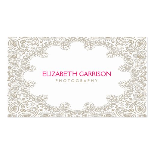 Elegant Moroccan Paisley Pattern in Tan Business Cards (front side)