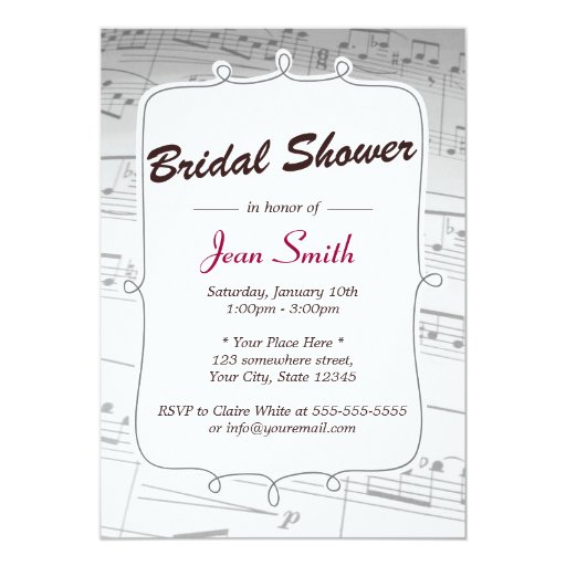 Elegant Music Notes Bridal Shower Invitation Zazzle