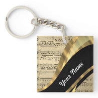 Elegant music sheet acrylic keychain