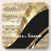 Elegant music sheet drink coasters