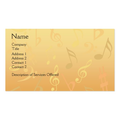 Elegant Musical Notes Business Card - Gold Music