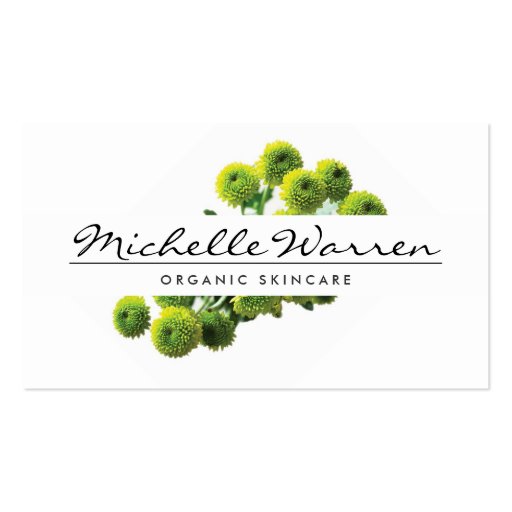 ELEGANT NAME with GREEN MUMS FLOWERS Business Card Template