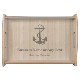 Elegant Nautical Anchor on Wood with Custom Text Food Trays