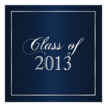 Elegant Navy and Silver Class of 2013 Invitation