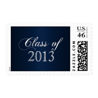 Elegant Navy Blue and Silver Class of 2013 Stamp