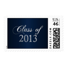 Elegant Navy Blue and Silver Class of 2013 Stamp