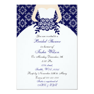 Elegant navy blue Bridal Shower Invitation 5