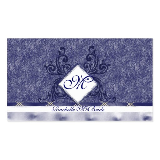 Elegant Navy Blue Embroidery Business Cards (back side)