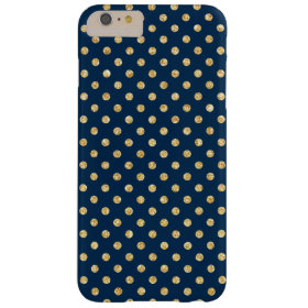 Elegant Navy Blue Gold Glitter Polka Dots Pattern Barely There iPhone 6 Plus Case