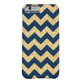 Elegant Navy Blue Gold Glitter Zigzag Chevron Barely There iPhone 6 Case