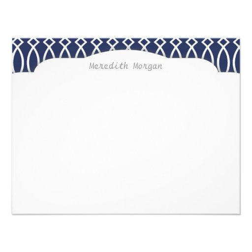 Elegant Navy Blue Modern Trellis Monogrammed Invitations