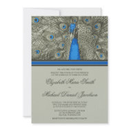 Elegant Navy Blue Peacock Wedding Invitation invitation