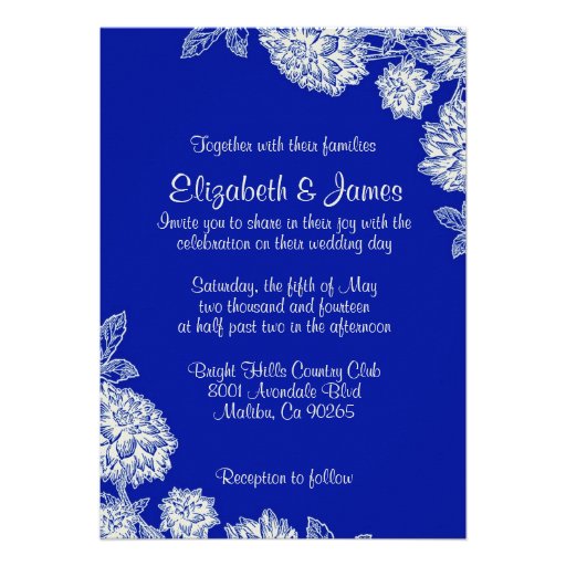 Elegant Navy Blue Wedding Invitations