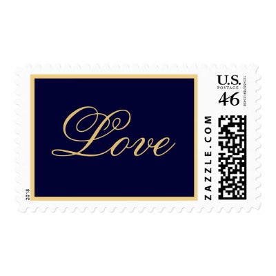 Elegant Navy Gold Love Postage Stamp