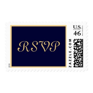 Elegant Navy Gold RSVP Postage Stamp stamp