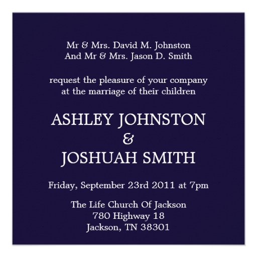 Elegant Navy Square Wedding Invites