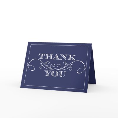 Elegant Navy Swirl Wedding Thank You Cards