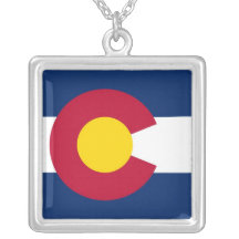 Elegant Necklace with Flag of Colorado