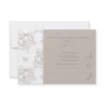 ELEGANT NEUTRAL WEDDING BELL RSVP 2 WITH CRYSTAL CUSTOM INVITATION