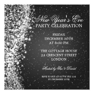 Elegant New Years Eve Invitation Sparkle Black