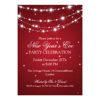 Elegant New Years Eve Sparkling Chain Red Cards