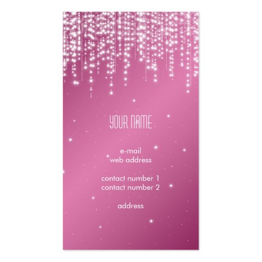 Elegant Night Dazzle Pink Business Card Templates (back side)