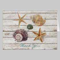 elegant ocean seashells beach wedding thank you cards