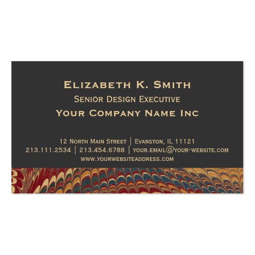 Elegant Old Fashioned Antique Marbled Corporate Business Card (front side)